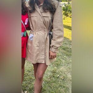 Zara Italy, tan zip up dress!